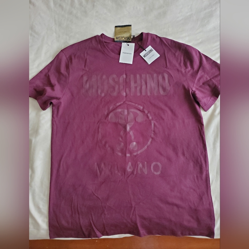 Moschino Couture Burgundy/Purple Double Question Mark t-shirt Size L